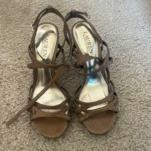 Ralph Lauren Sandals heels 7.5 color toupe
